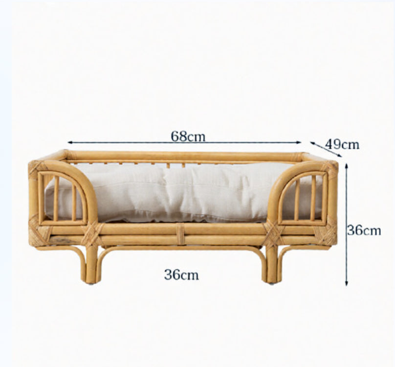 Natural Rattan Square Dog Bed