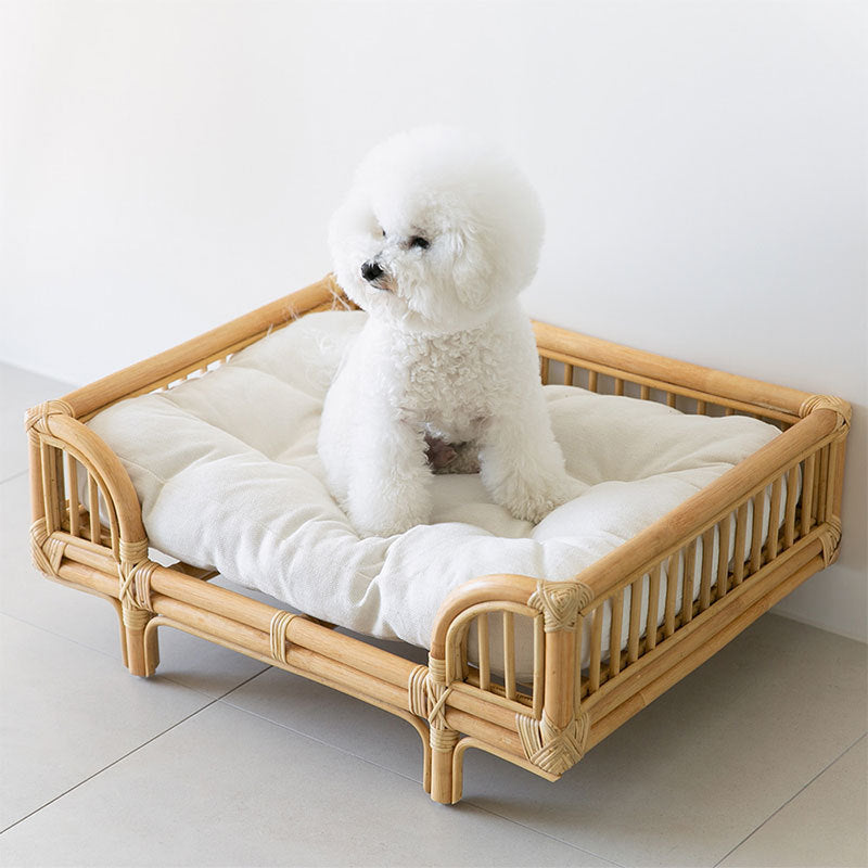 Natural Rattan Square Dog Bed