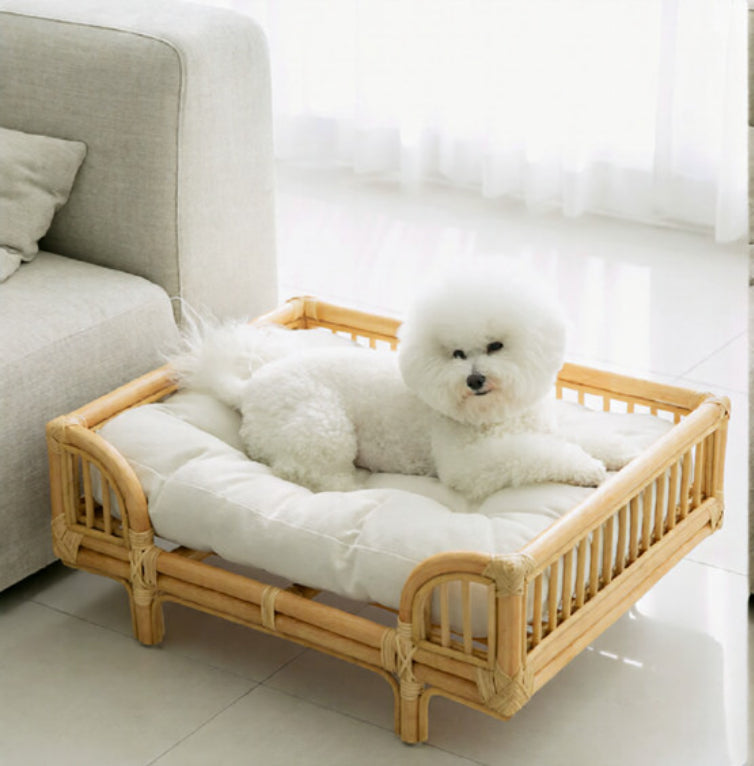 Natural Rattan Square Dog Bed
