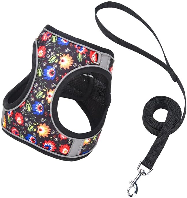 Adjustable Soft Mesh Reflective Pet Harness And Leash Set