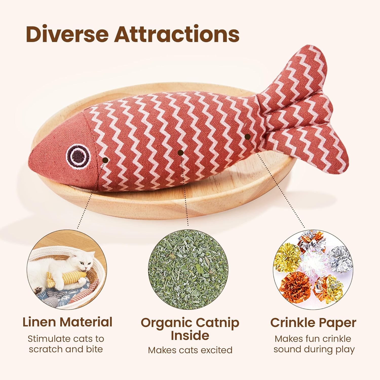 3 Pcs Catnip Fish Toys