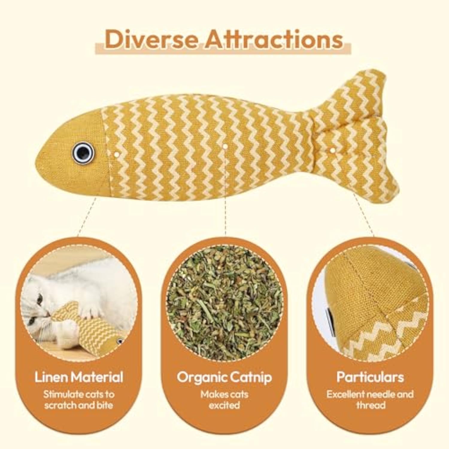 3 Pcs Catnip Fish Toys