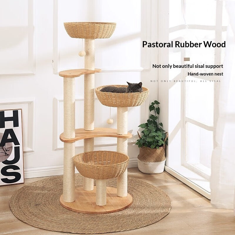 Multi-level Cat House And Cat Tree Combo With Toys